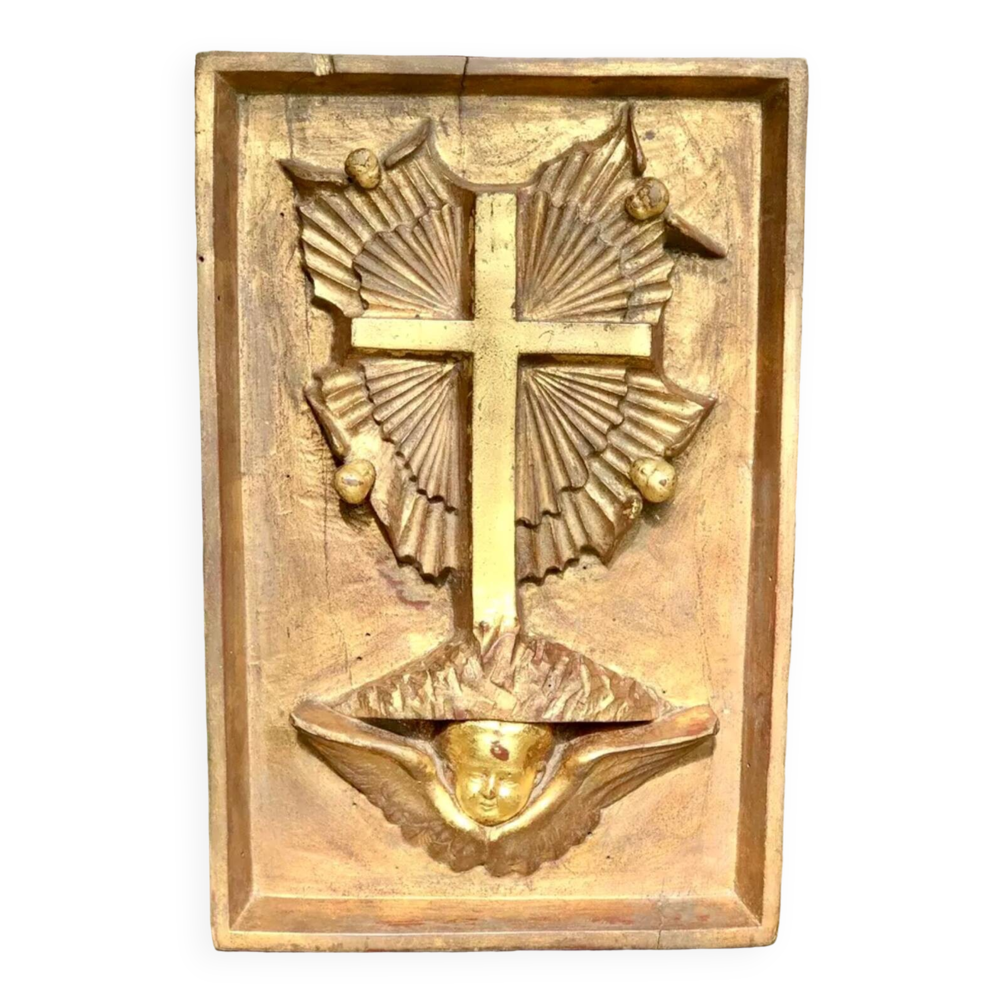 Panneau d’église en bois doré sculpté XIX
