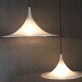 1970s Pair of Guzzini "Trumpet" Pendant Lamps by Meblo , Italy