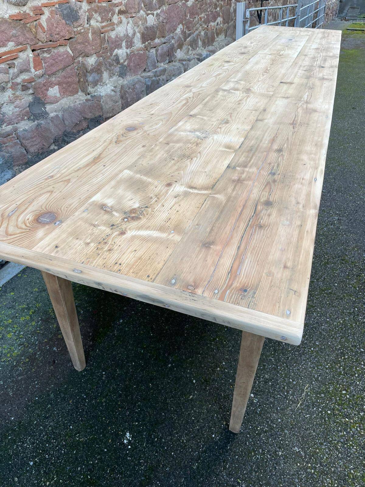 Incredible 400 cm farm table in fir 1900 brasserie natural raw wood
