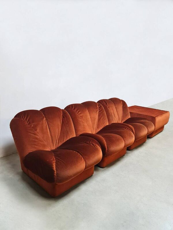 Canapé modulable design italien vintage 'Orange brûlé'