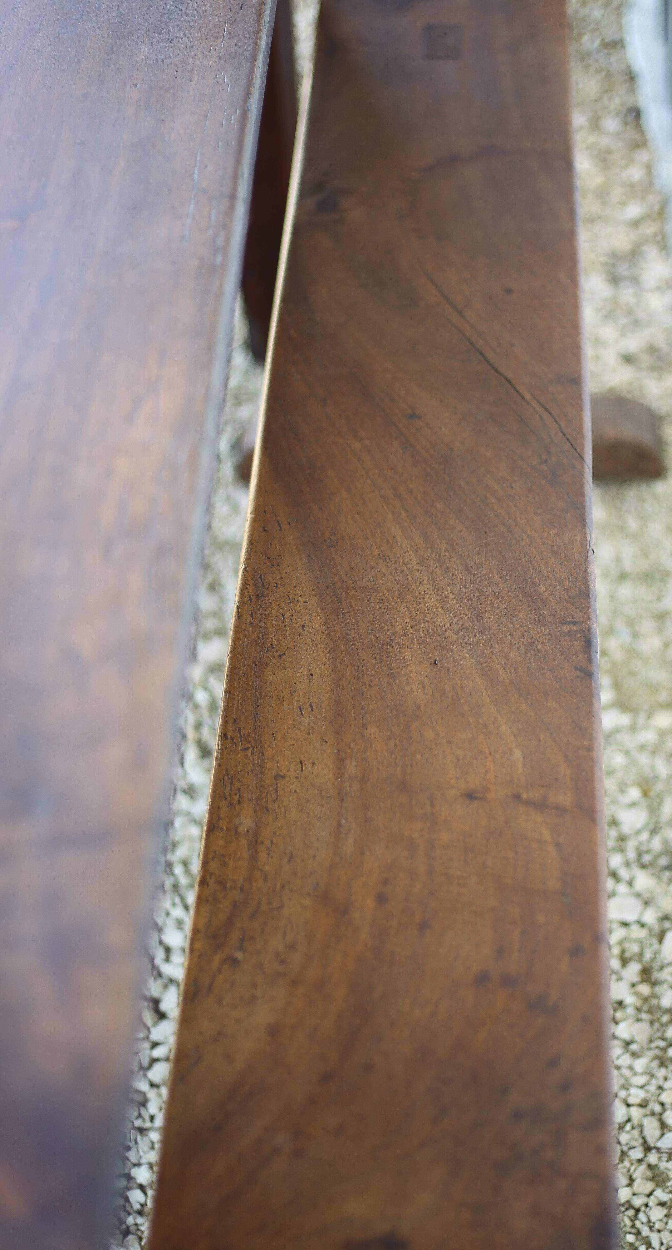 Farmhouse table and two benches, antique wooden farmhouse table, living room furniture, country style, chalet style, decor