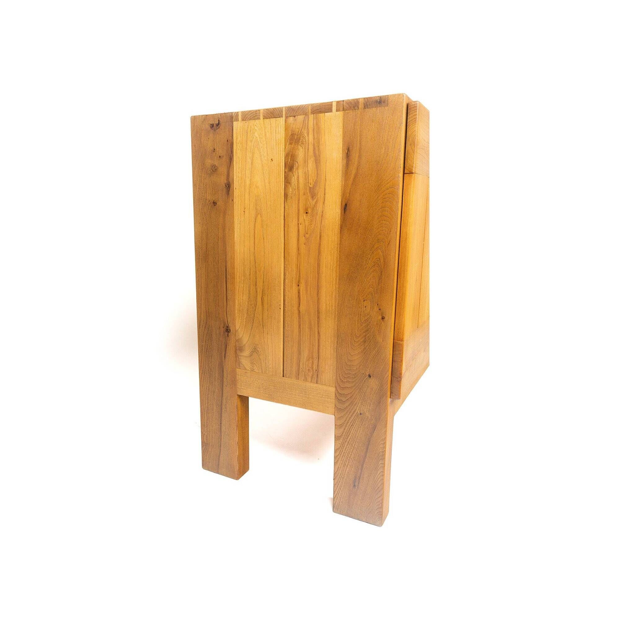Two-door buffet in solid elm from Maison Regain, c. 1970.