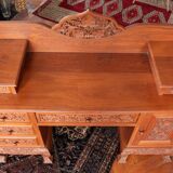 Vintage Vanity Desk, unique hand carved, Chiang Mai teak wood