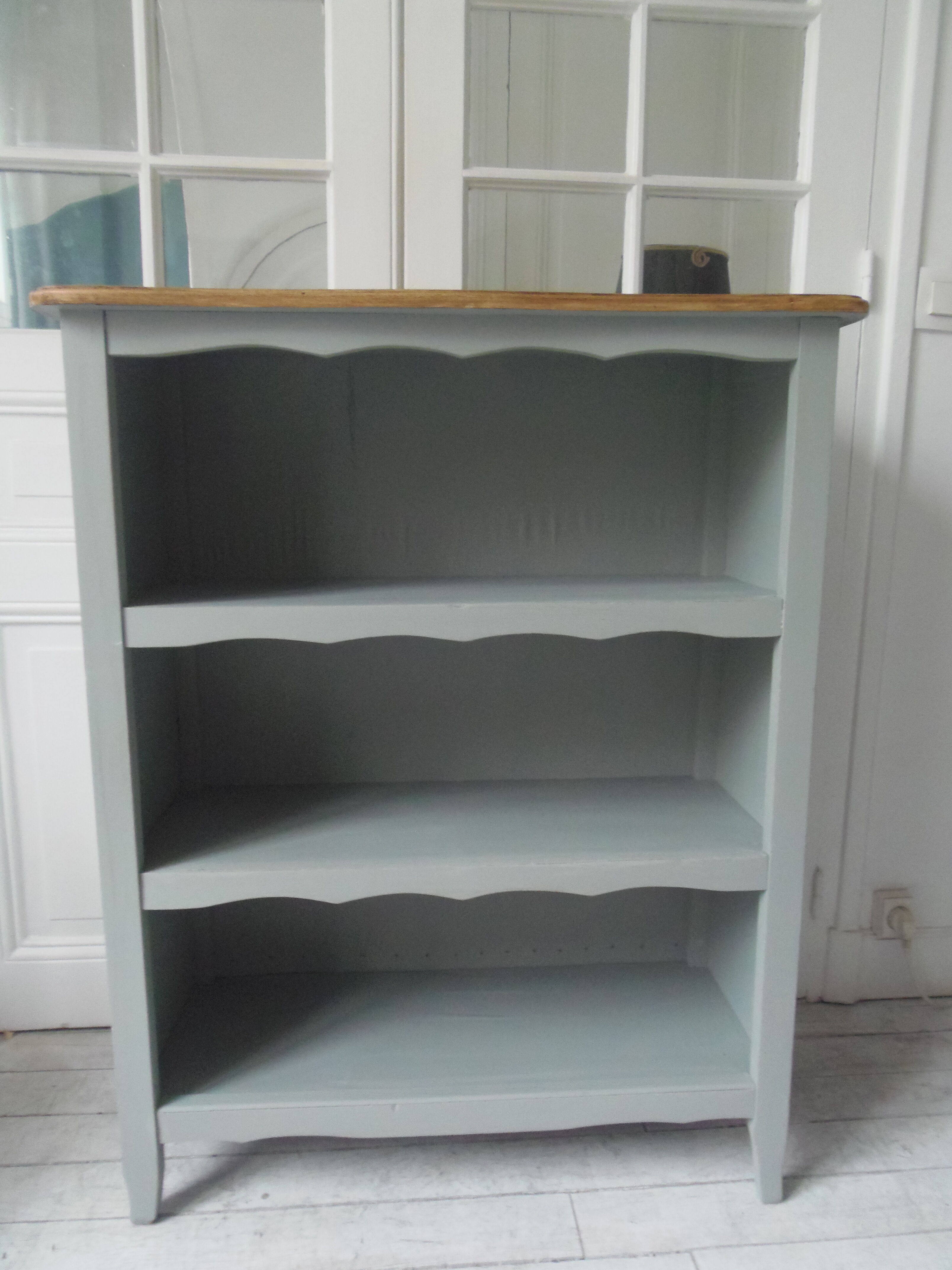 Small vintage library patinated green of grey wood tray