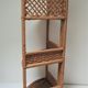 Corner shelf made of vintage braided natural fibers