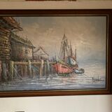 Painting of boats in the port by Florence
