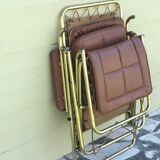 Vintage leather folding deckchair