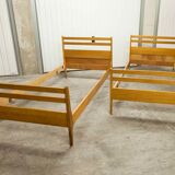 Pair of 1960 Scandinavian twin beds in solid beech