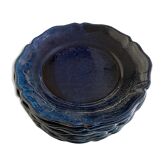 Set of 8 plates with godrons in glazed earth of biot