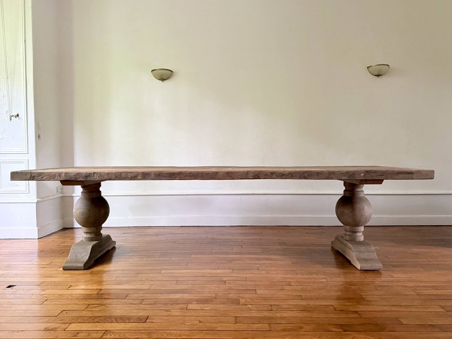 Monastery table - sun - in solid old oak - length 375 cm