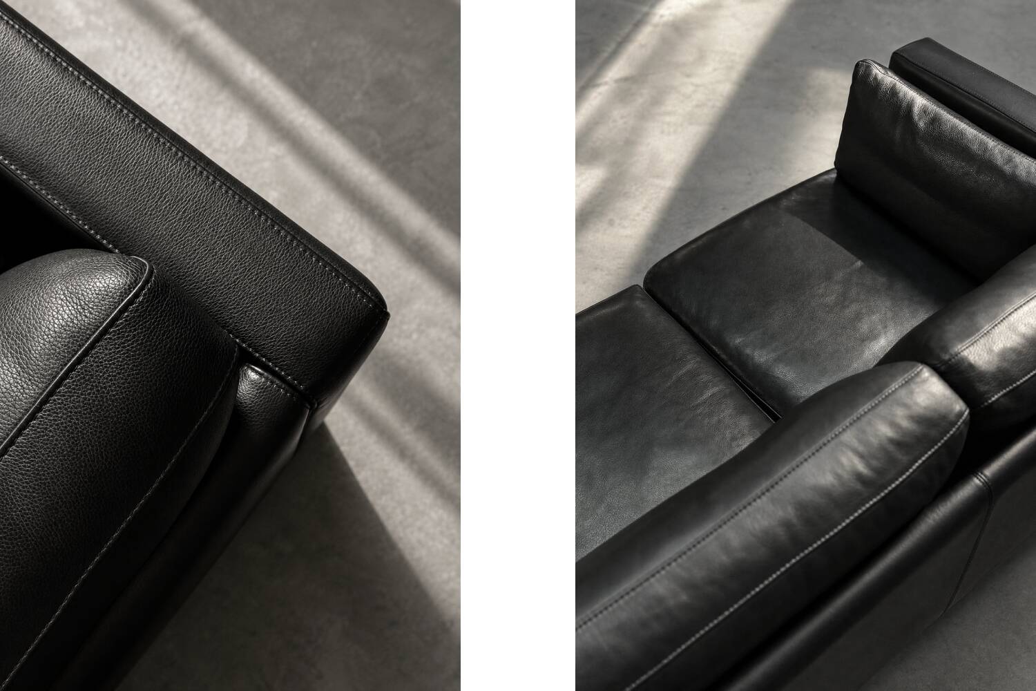 Vintage Mid-Century Danish Modern Two-Seater Black Leather Sofa, 1970s