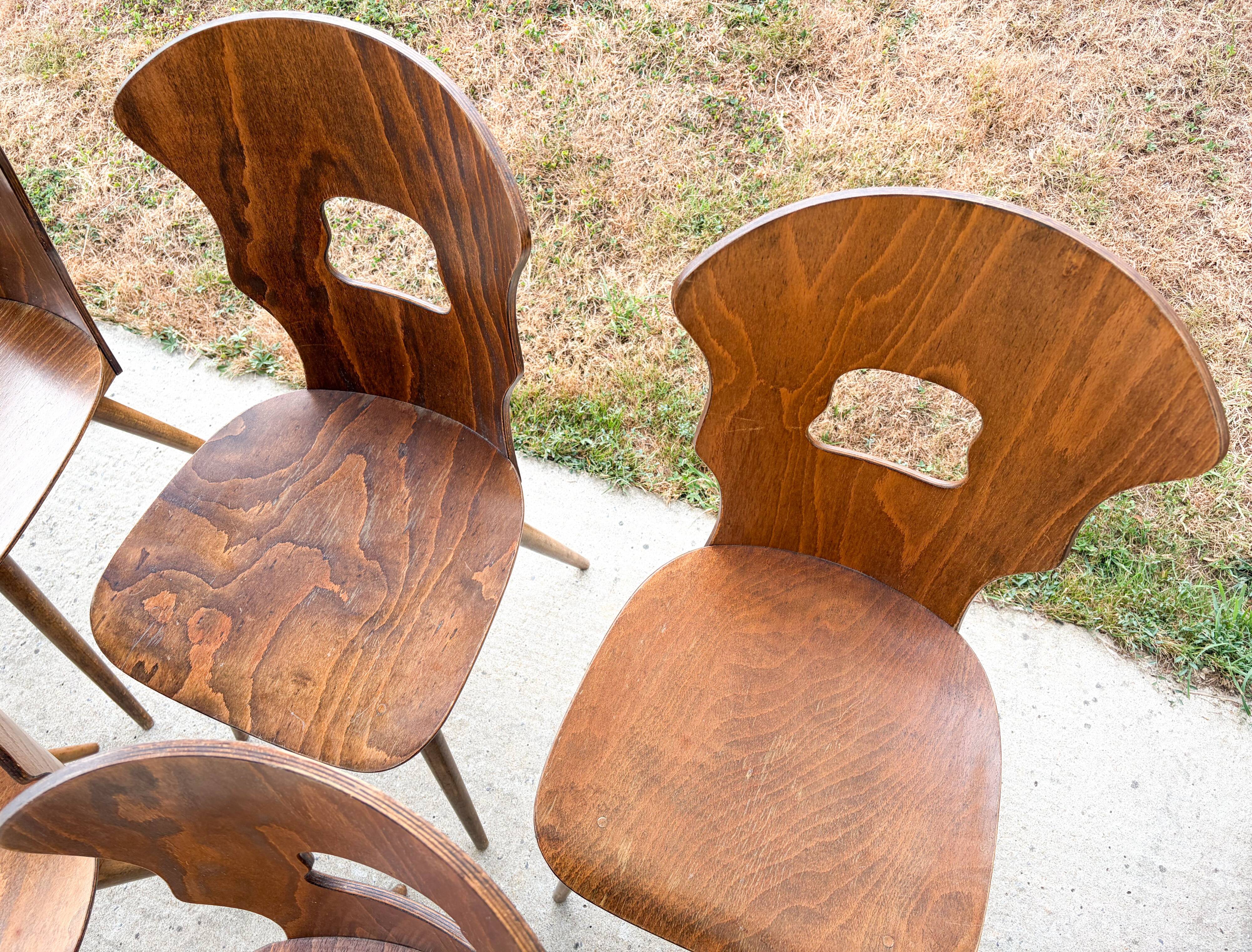 Lot de 6 chaises bistrot , modèle Gentiane , Baumann , 1960'