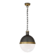 Large Hicks bronze and glass ball pendant light, USA