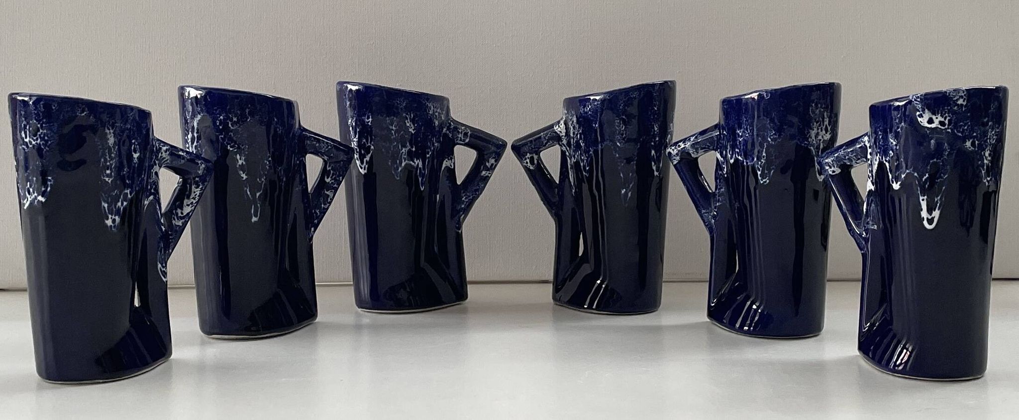 Ceramic orangeade service in ultramarine blue, workshop 59 - Vallauris -