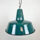 Lampe d'usine industrielle en émail vert, années 1960