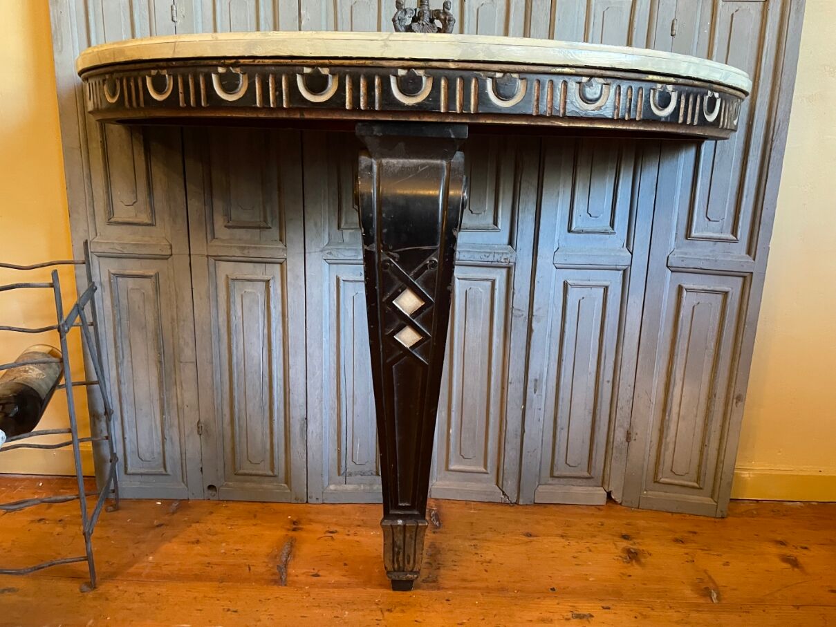 Half-moon console side table faux marble