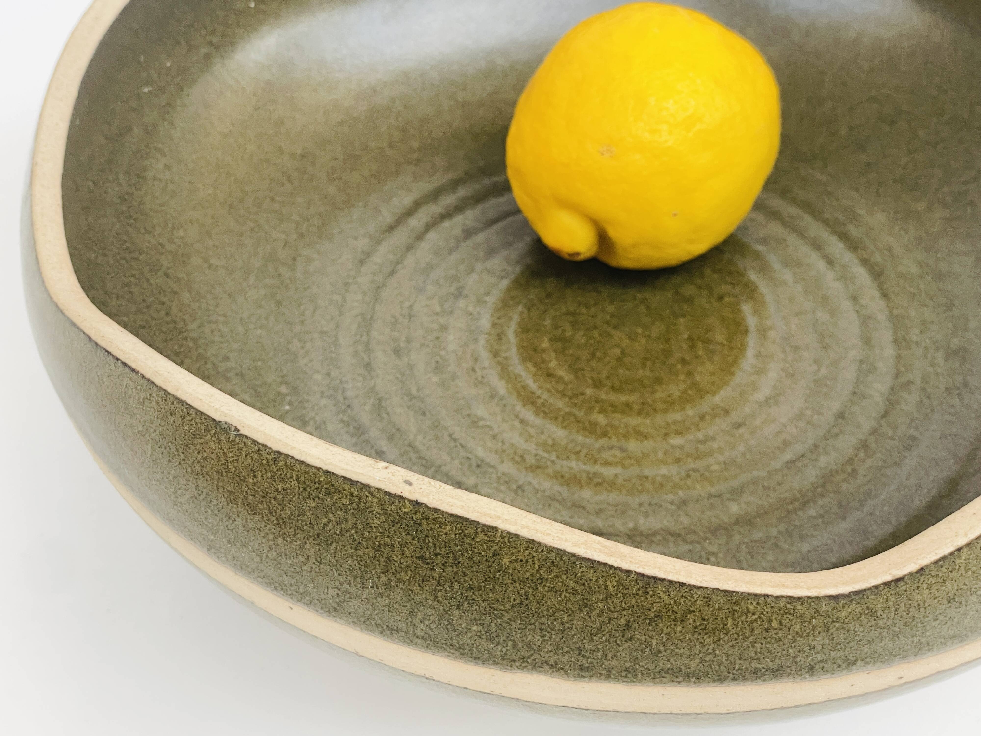 Vintage stoneware salad bowl – organic centrepiece – 1970s