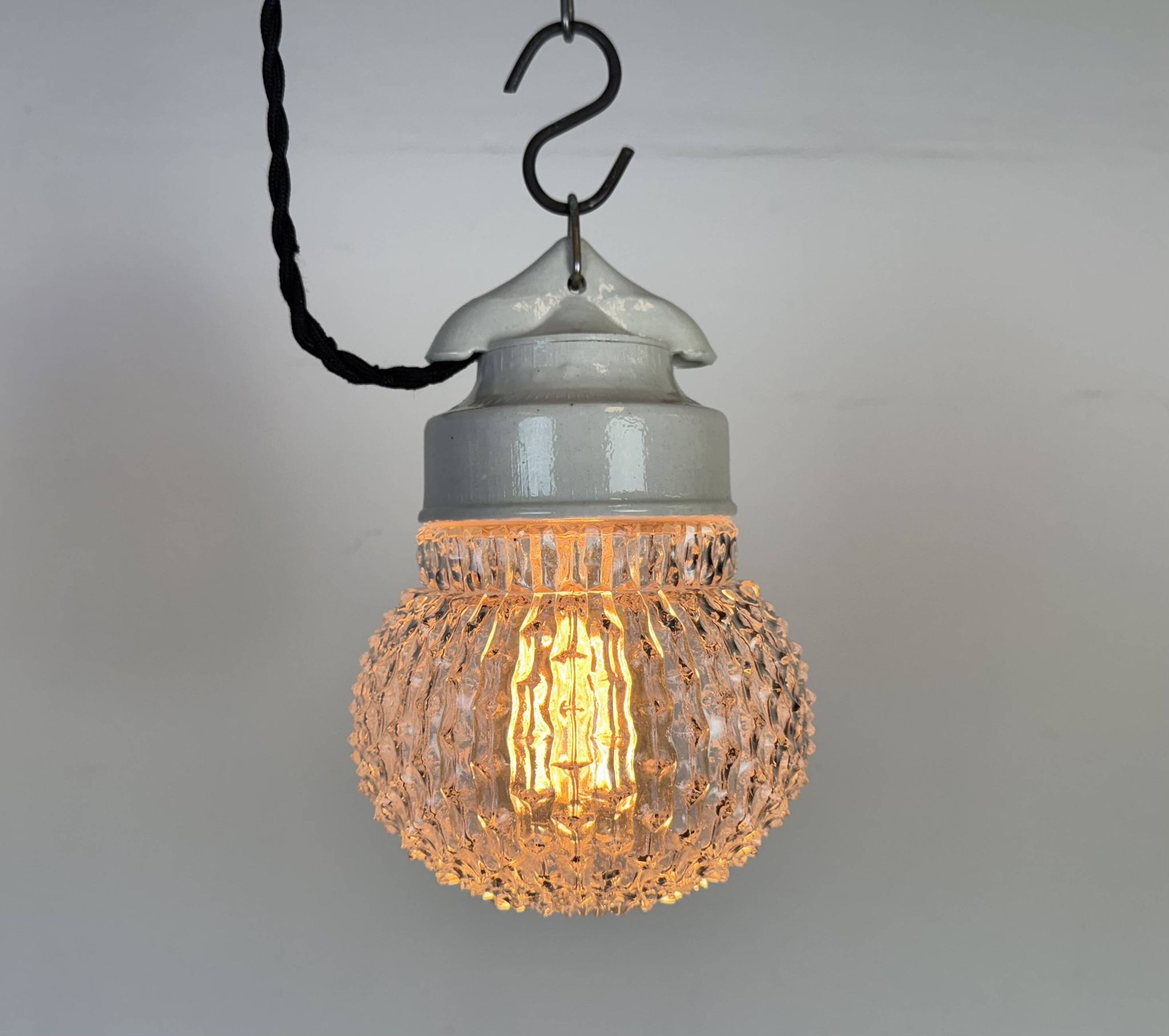 Vintage White Porcelain Pendant Light, 1970s