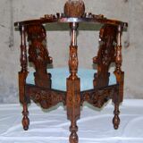 Neo-Renaissance corner armchair in carved walnut
