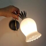 Duo of opaline brass wall lamps black or white finish of your choice