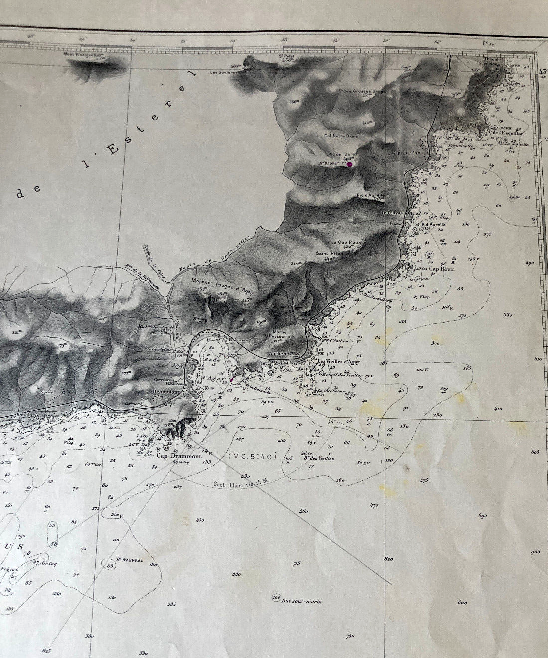 Map from Cap Camarat to Cap Roux: Gulf of St Tropez Ste Maxime Fréjus Côte d'Azur