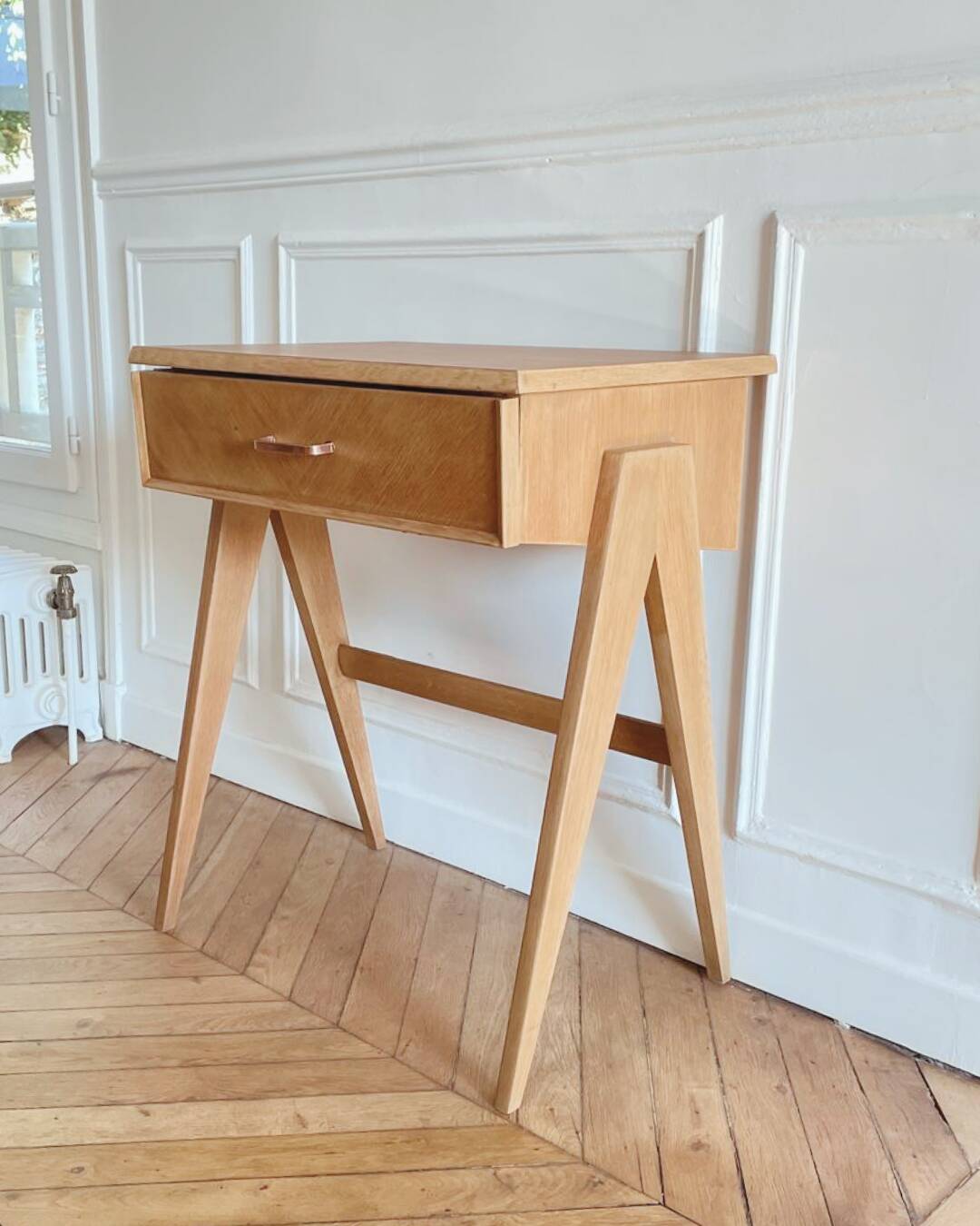 Small renovated vintage desk, Scandinavian style, 1950s-60s.