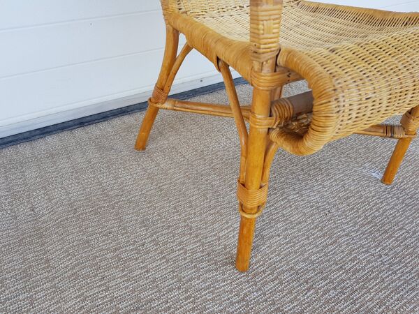 fauteuil ancien en osier rotin et bambou années 50 vintage