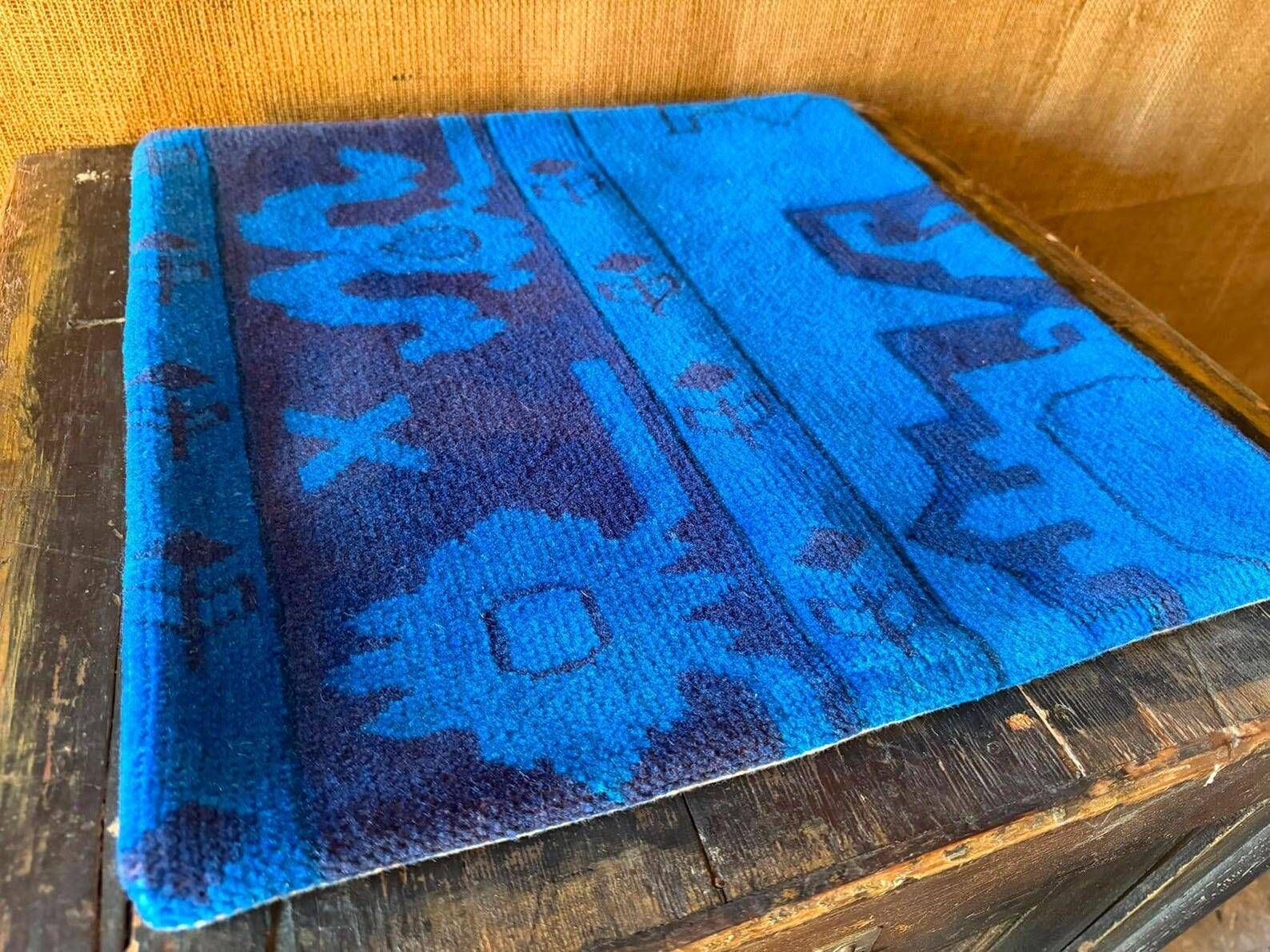 Vintage Turkish Wool Tribal Pillow, 18x18 Hand-Knotted Rug Cushion