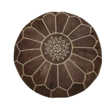 Moroccan pouf in dark brown leather