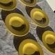Set of 6 vintage yellow deep plates D22.5 H3.5