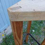 Sellette ancienne en bois brut et métal