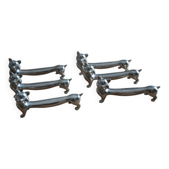 6 silver-plated cat knife rests