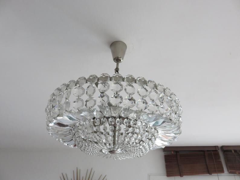Lustre "Palwa" 6 fires in nickel brass and 60s crystal