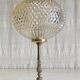 Table lamp in gilded brass and amber glass - mid 20th century.