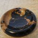 Vintage round ashtray in Italian black and gold Portoro marble.