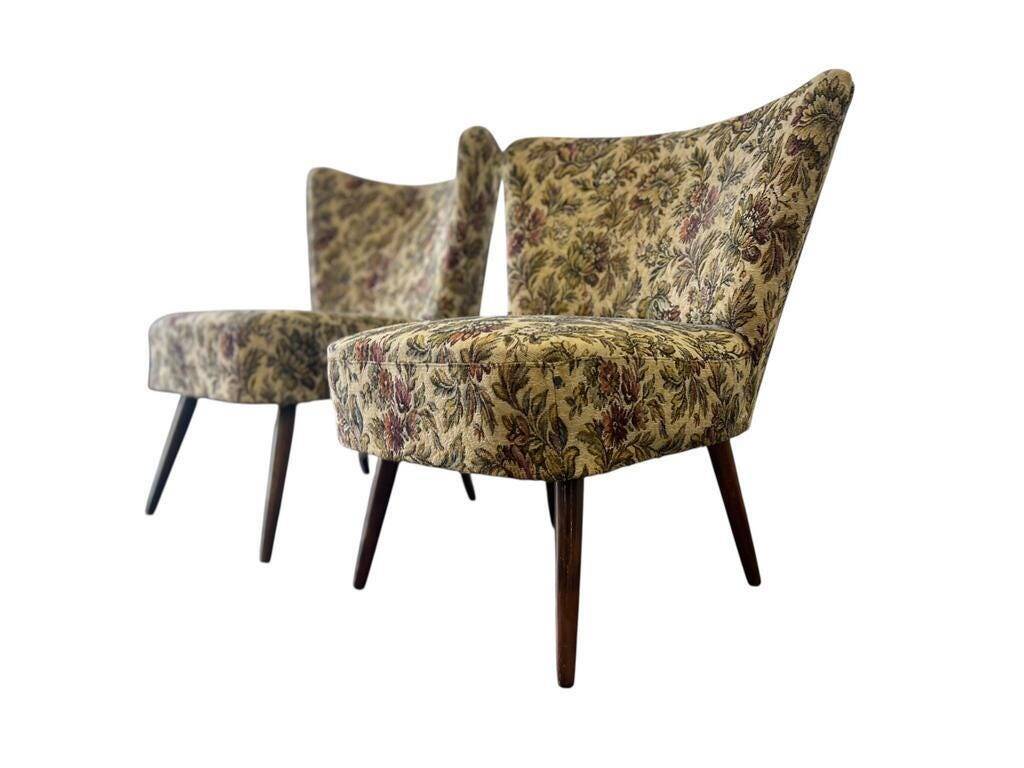 Set of 2 vintage floral cocktail armchairs