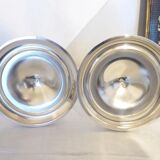 Pair of silver metal candle holders