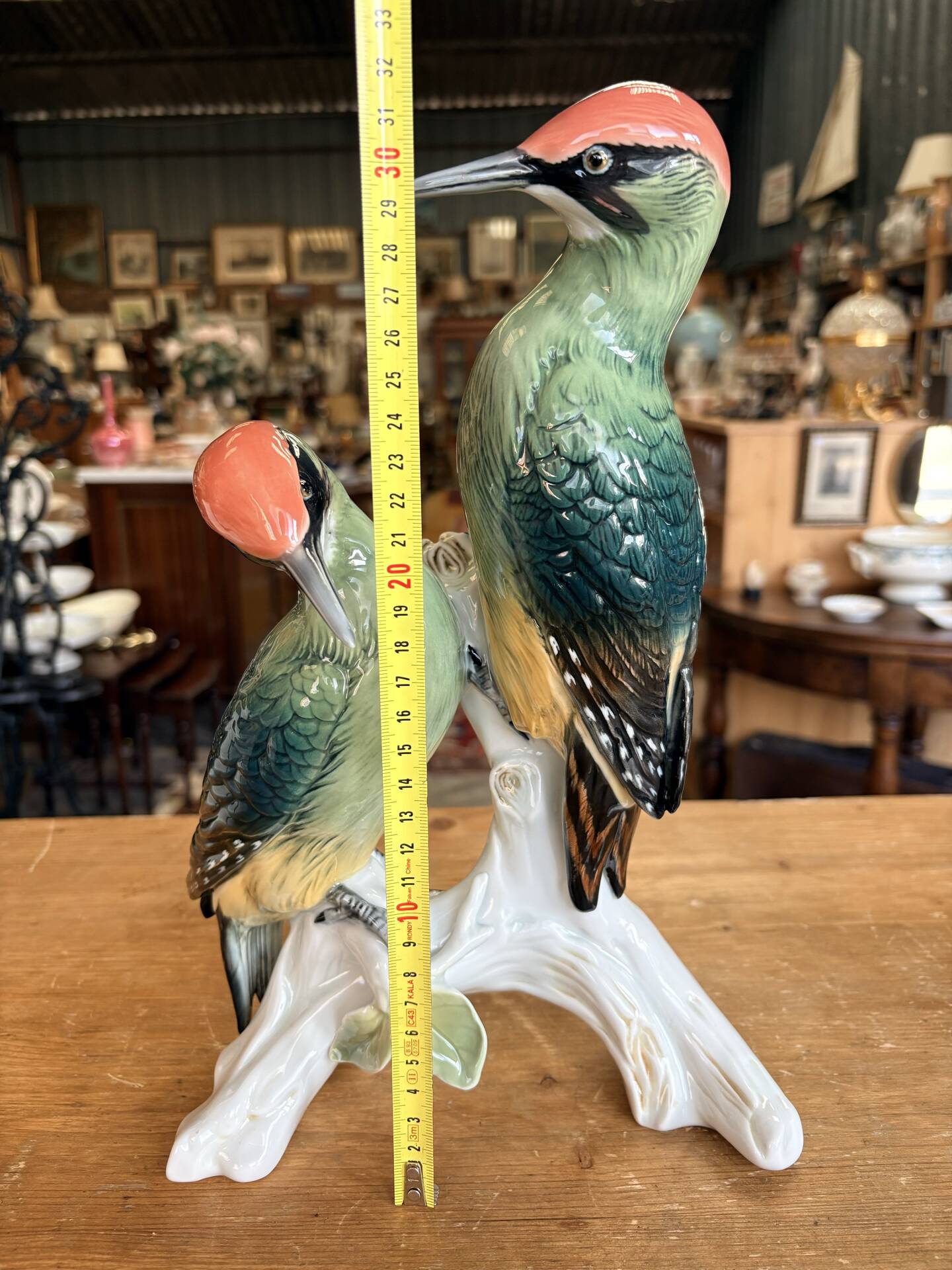 Pair of green porcelain birds by Karl Ens – Germany, 20th century