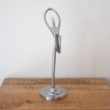 Vintage Metal Ballet Dancer Statue, Abstract Art Design, Aluminum Figurine