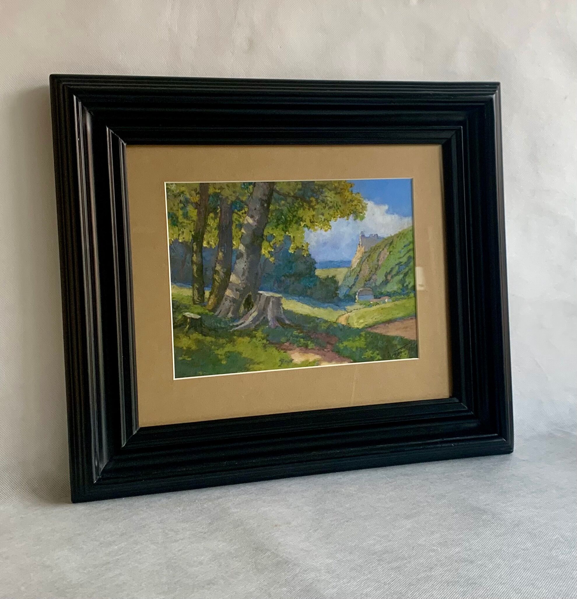 Landscape, watercolor painting 1940er