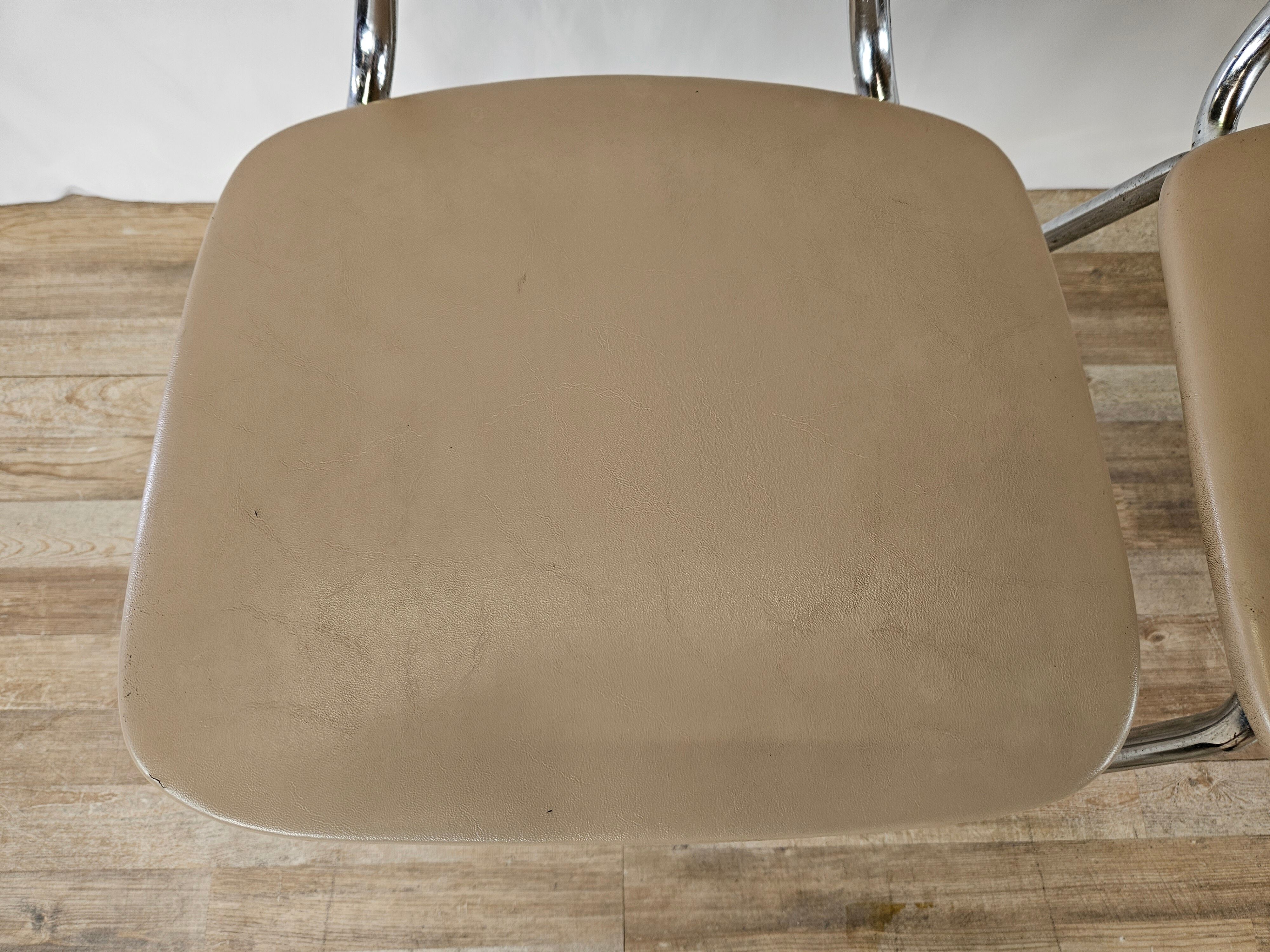 Set of four chairs in iron and skai 1970