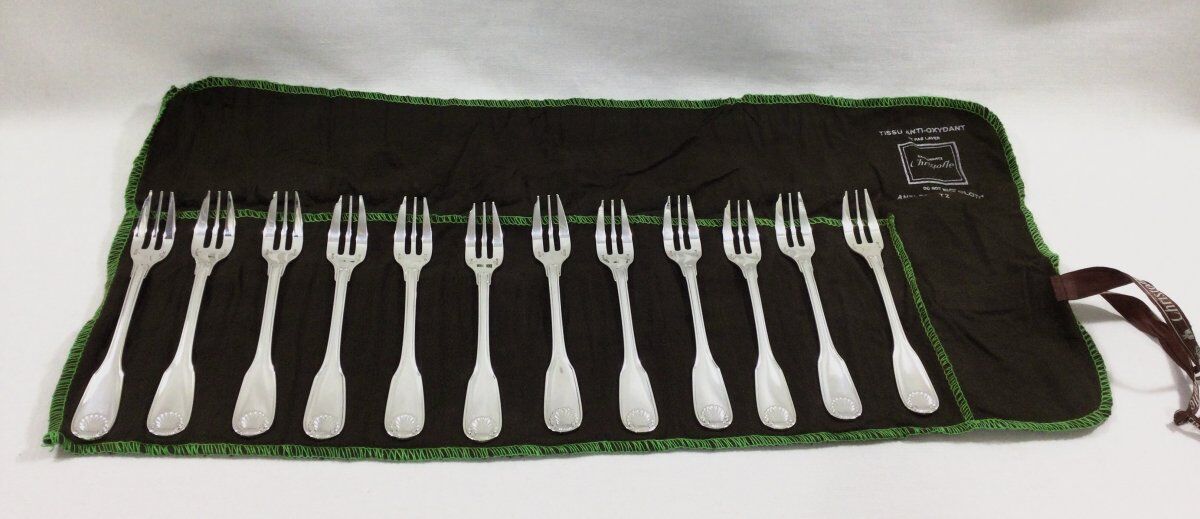 12 vendôme cake forks old size, Christofle