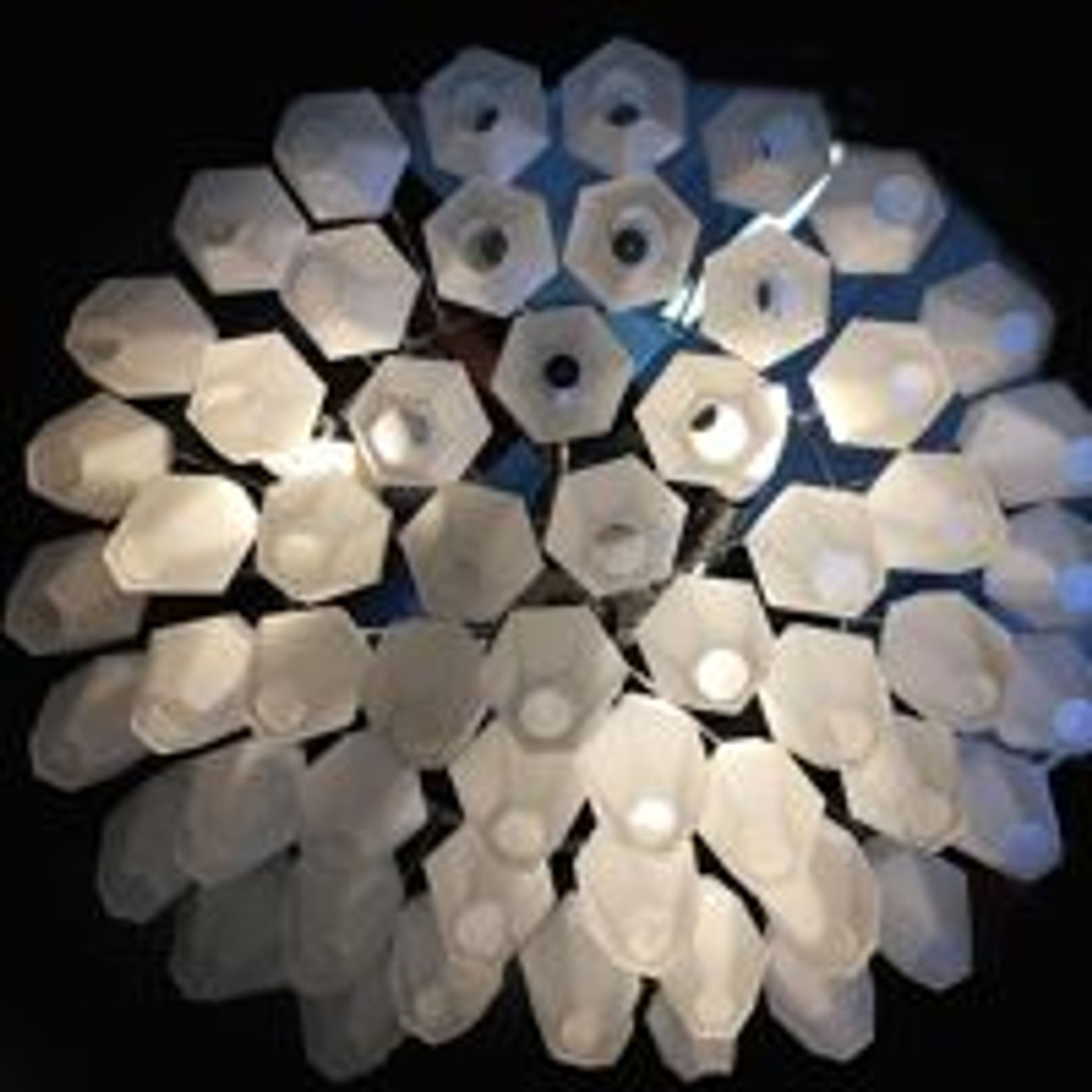 Sandblasted “poliedri” murano glass chandelier d60