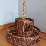 Rattan wicker glass and bottle holder basket