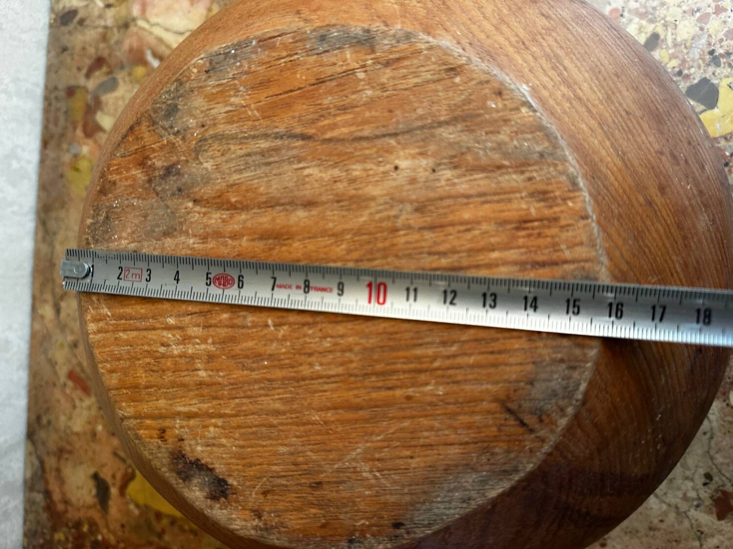 Large vintage monoxyle wooden bowl H 18 / D neck 30 cm