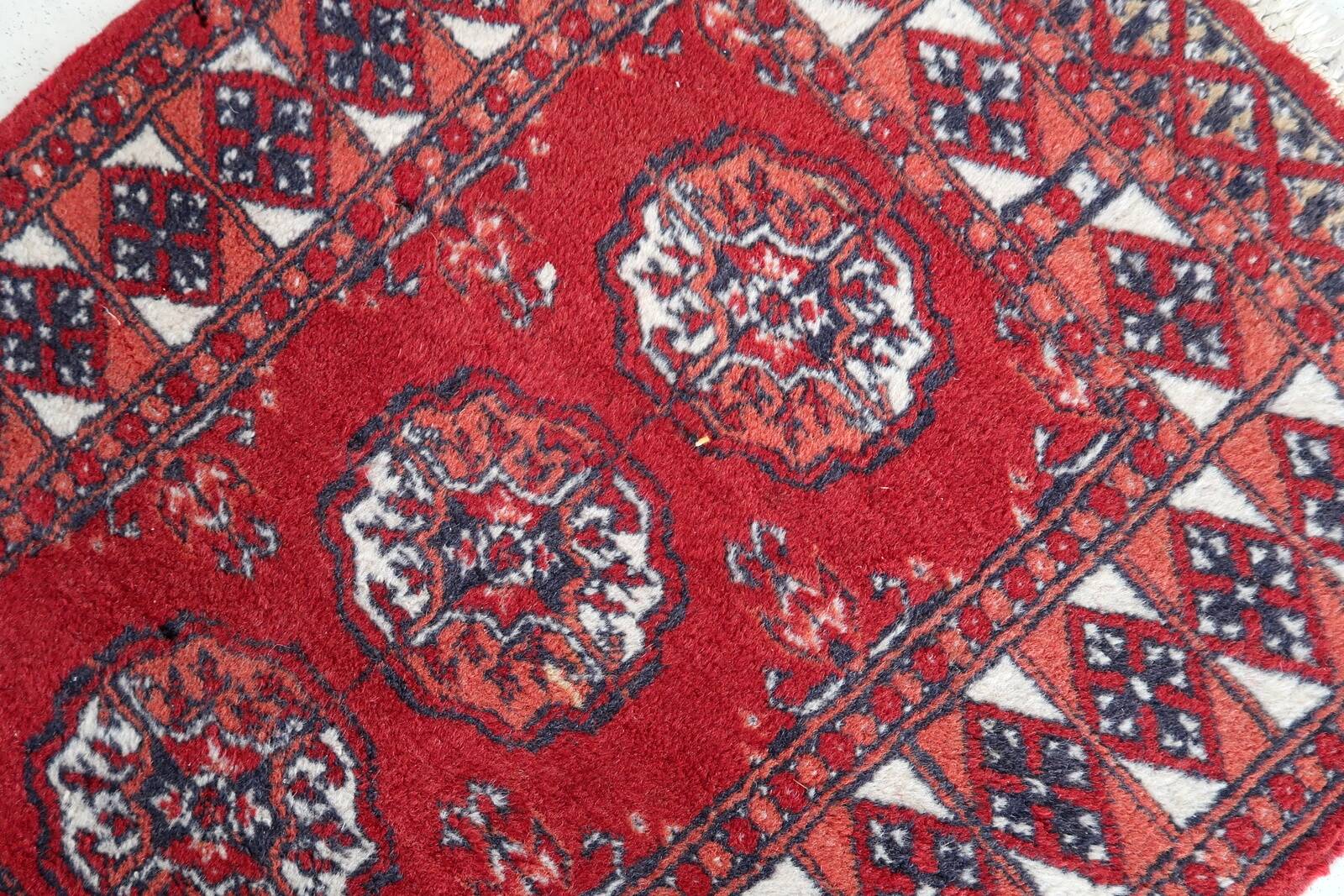 Tapis vintage fait main Afghan Ersari 62cm x 88cm (1970s) en laine
