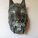 Bronze artisanal African art leopard tribal mask sculpture