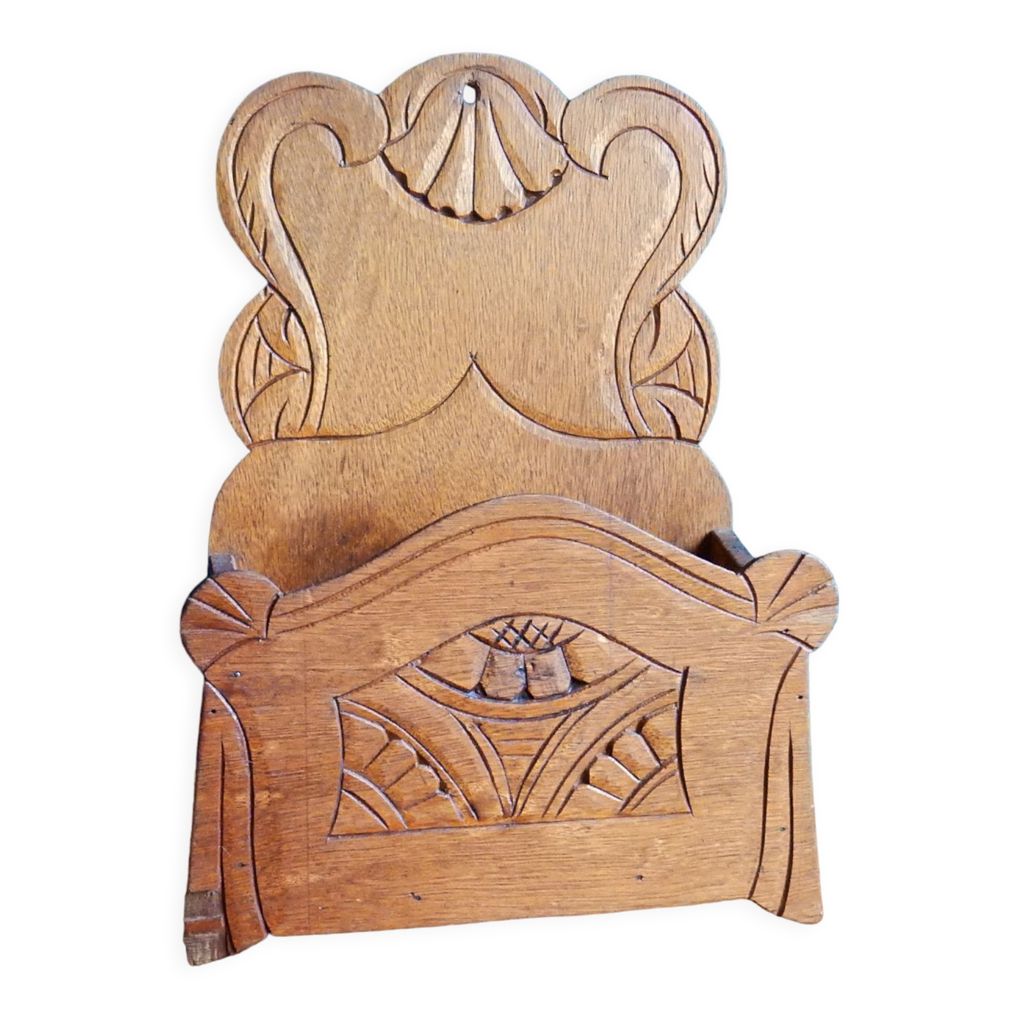 Porte courrier lettres en bois décor de roses | Selency