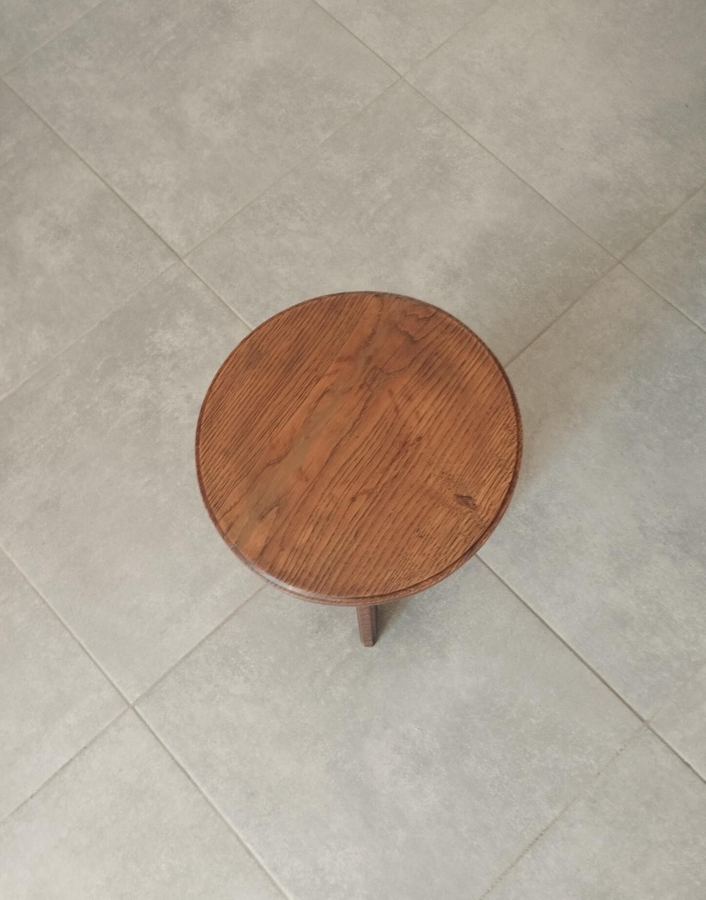 Antique oak stool, folk art
