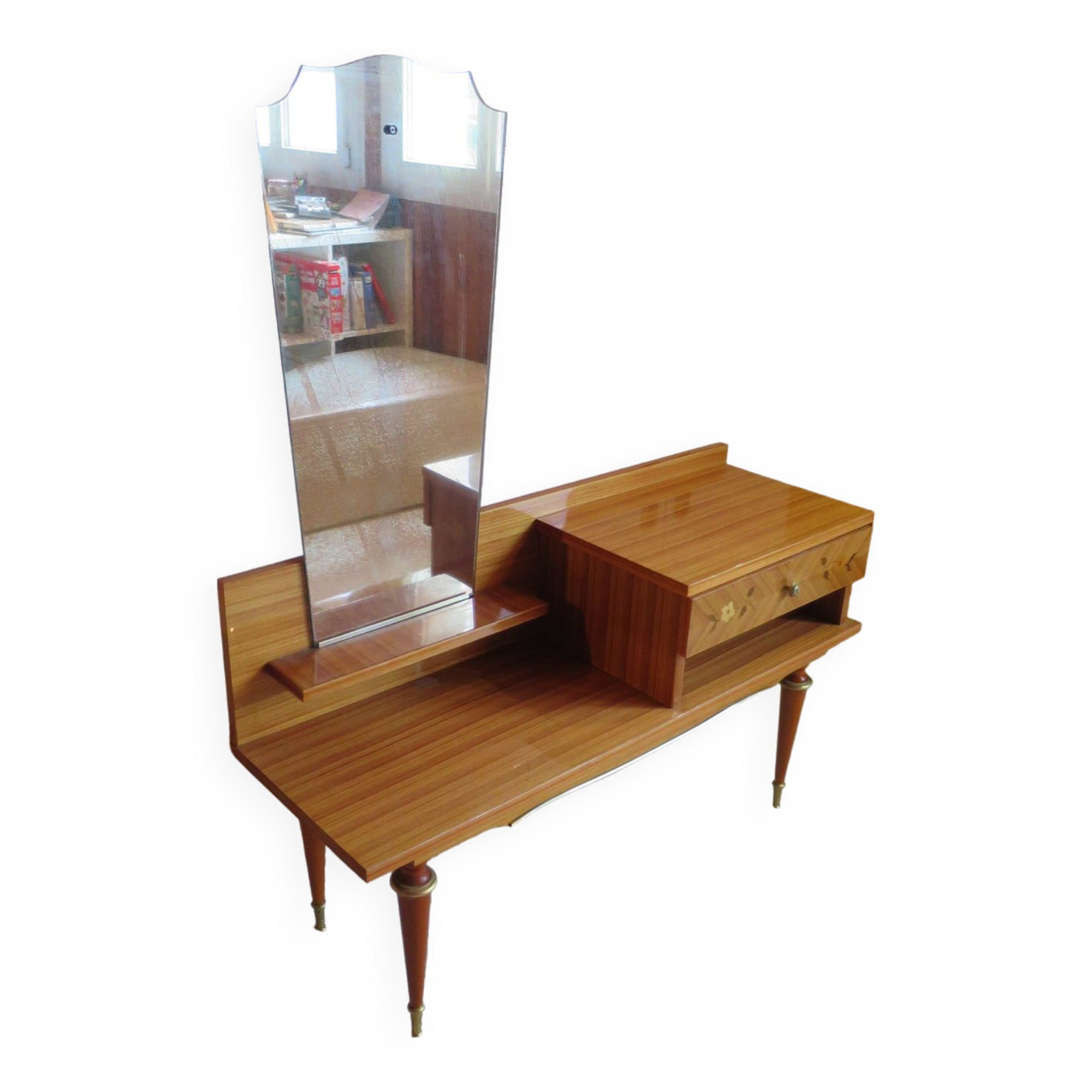 Console dressing table - hall furniture - drawer and mirror - 60s - vintage - modernist